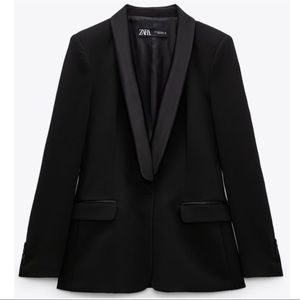 Zara Woman Satin Effect Lapel Tuxedo Jacket 2290/542